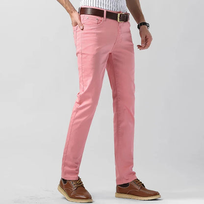 Comfortable men's Fireline stretch denim trousers with a modern fit, ideal for stylish casual wear.