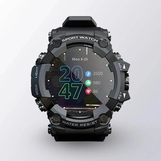Men's fitness tracker smartwatch with heart rate & sleep monitor, displayed on wrist