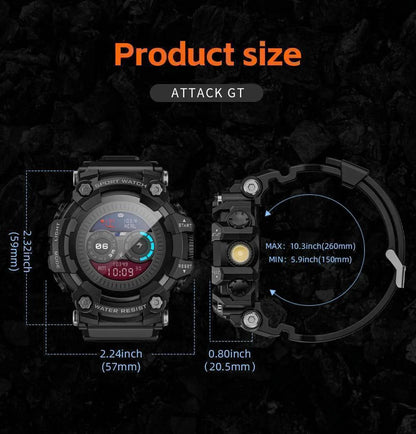 Close-up of men's smartwatch screen showing heart rate data and time, sleek design