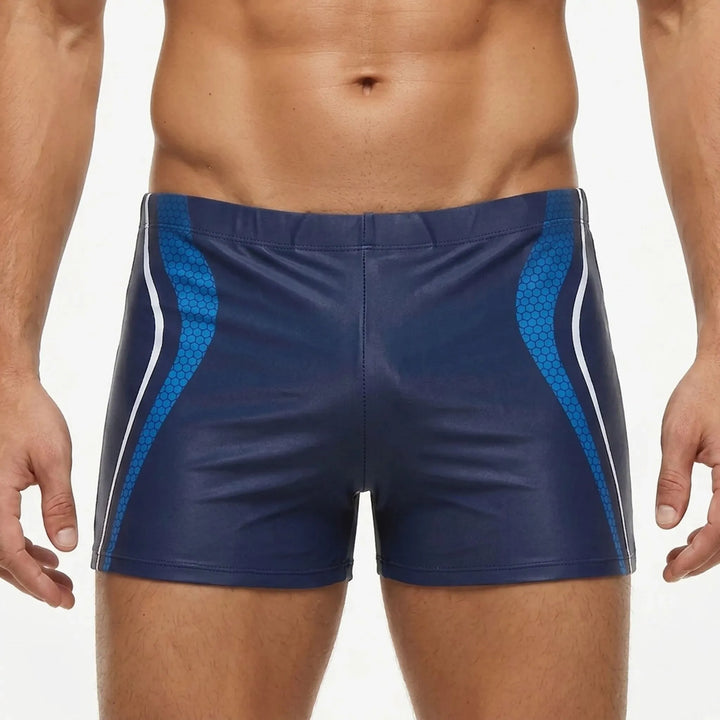 Men's athletic fitted swim shorts for water sports, beach, and active summer essentials.