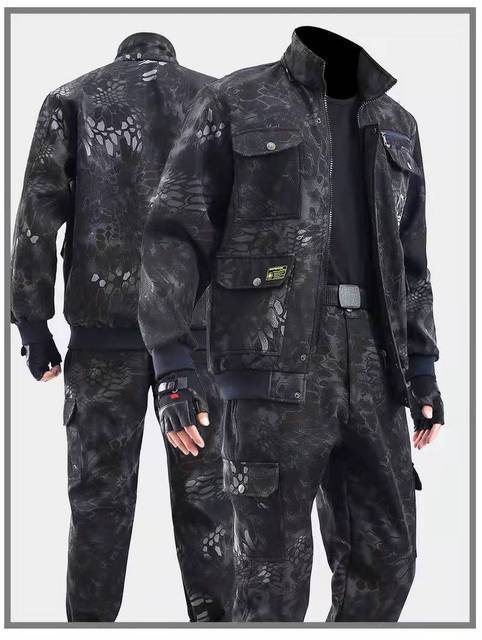 Full shot of man wearing a green fleece lined mountaineering suit, ideal for cold weather outdoor activities