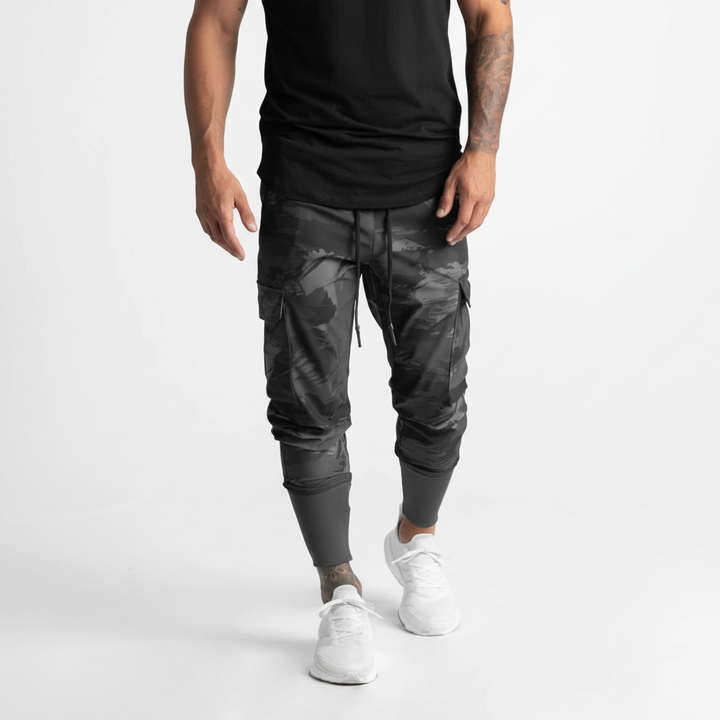 Premium men's stretch joggers with practical pockets, ideal for comfort & versatile wear.