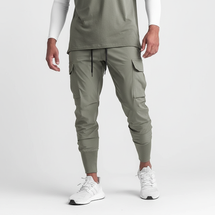 Stretch fabric men's jogger pants, perfect for comfort, gym wear, or urban casual outfits.
