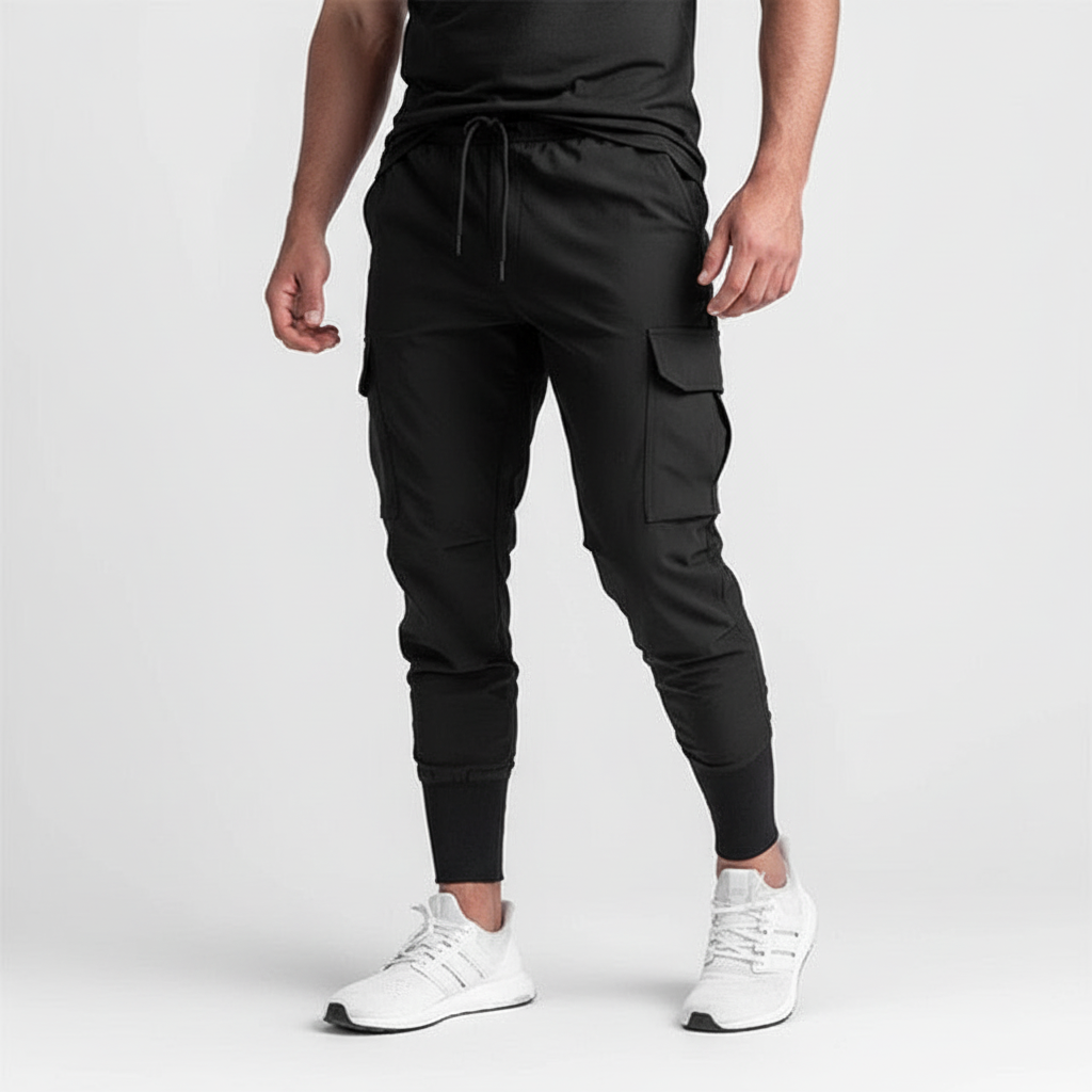 Men's cargo joggers with ultimate flexibility, perfect for gym, casual, or active lifestyle.