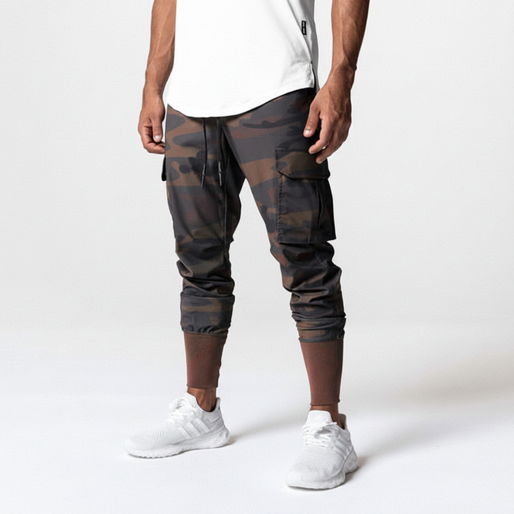 Stylish men's joggers with multi-pockets & stretch fabric for ultimate comfort & mobility.