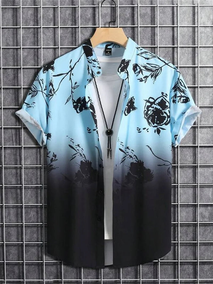 Men's Lorenzo floral print short-sleeve button-up shirt. Features a camp collar & relaxed fit for summer.