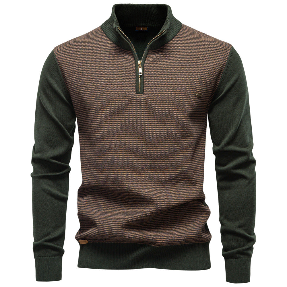 Casual men's pullover sweater with half-zip closure, ideal for everyday wear.