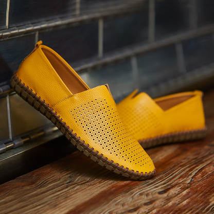 Men's Fresco perforated loafers, stylish comfort shoes for walking, casual, or dress occasions.