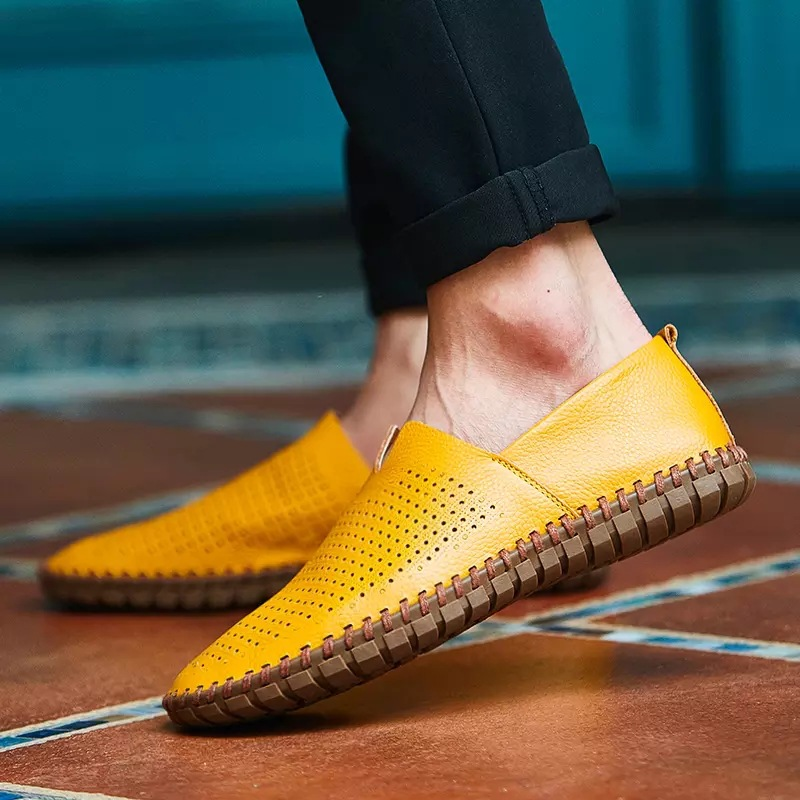 Breathable men's slip-on loafers, Fresco perforated design for professional and casual wear.