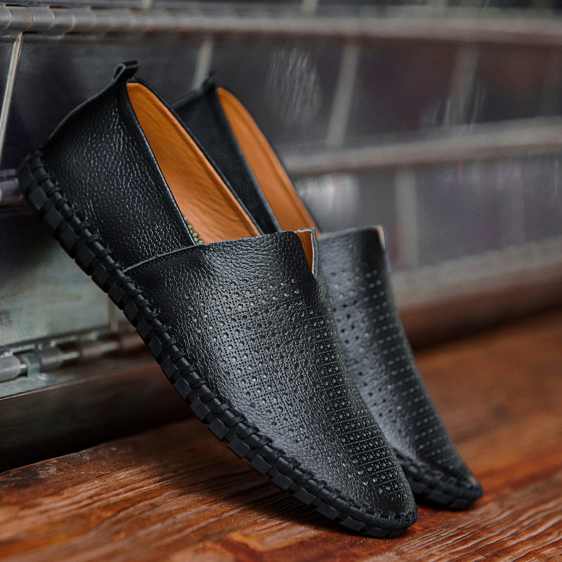 Versatile men's perforated loafers, Fresco handstitched for comfort, great for any occasion.