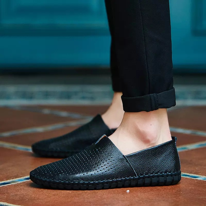 Men's slip-on comfort loafers, Fresco perforated, handstitched for breathability & style.