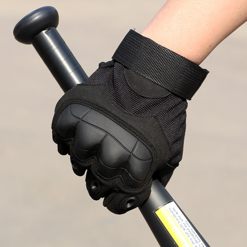 Tactical full finger gloves with reinforced knuckles, offering touchscreen functionality for men