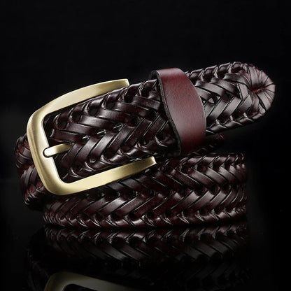 Stylish men's braided leather belt, full-grain for durability, custom fit design. Perfect men's accessory.
