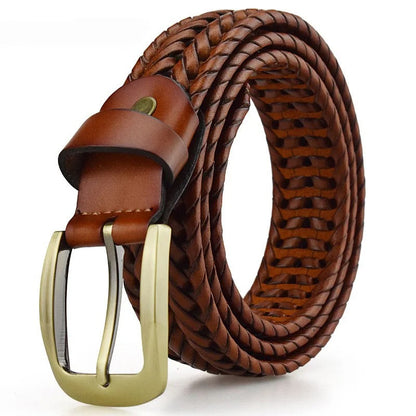 Custom fit men's braided leather belt made from full-grain leather. Stylish, rugged, & long-lasting.