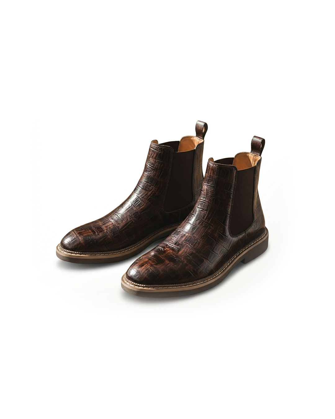 Men's full-grain leather Chelsea boots, classic slip-on design, durable and stylish for everyday wear.