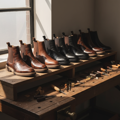 Elegant men's full-grain leather Chelsea dress boots, ideal for a refined and sophisticated look.