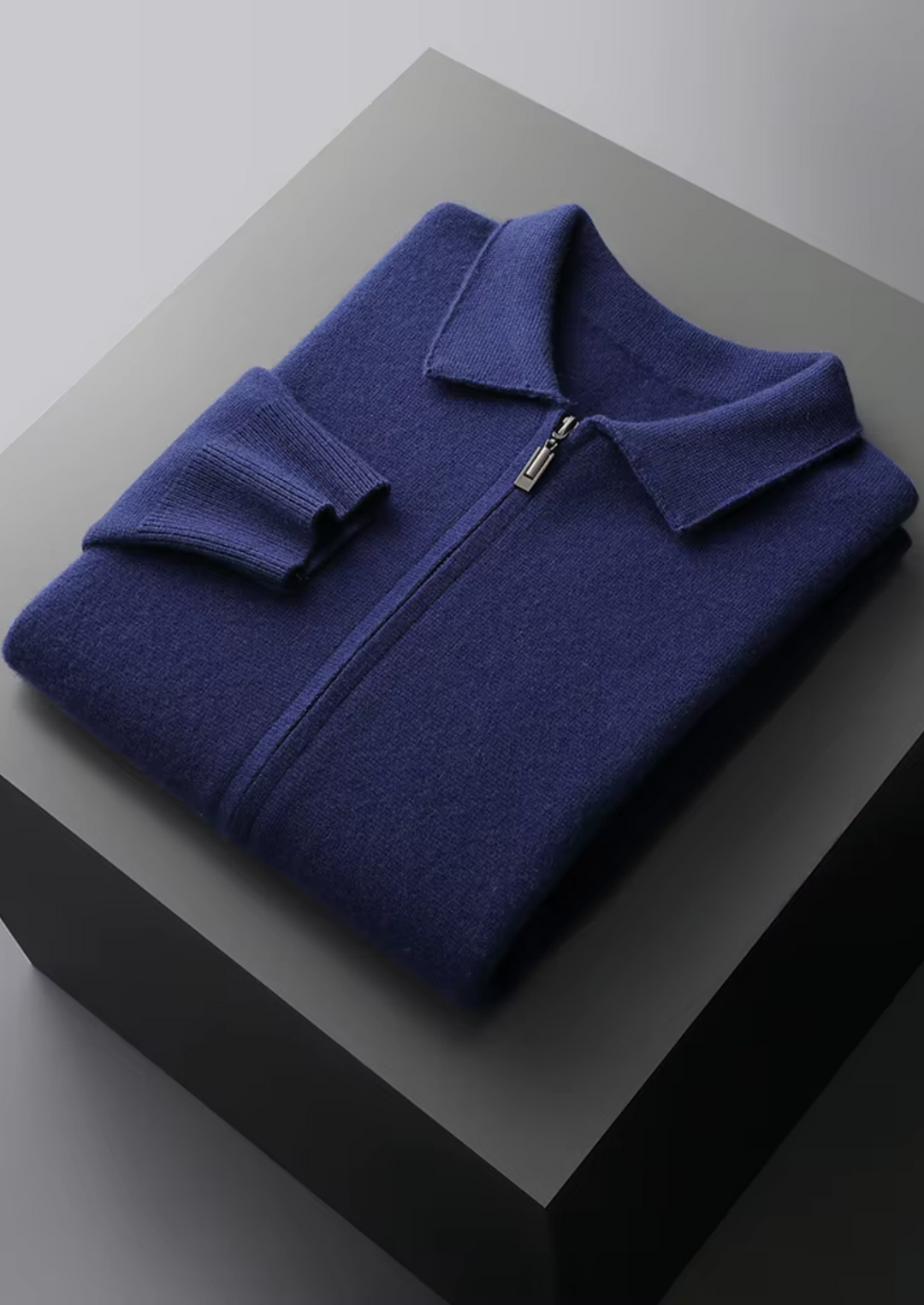 Cozy men's full-zip cardigan, perfect for comfortable smart casual or business casual layering.