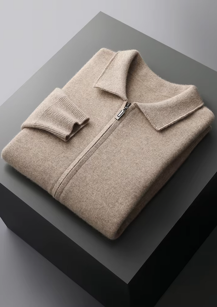 Versatile men's full-zip cardigan sweater. An essential smart casual layering piece for all seasons.