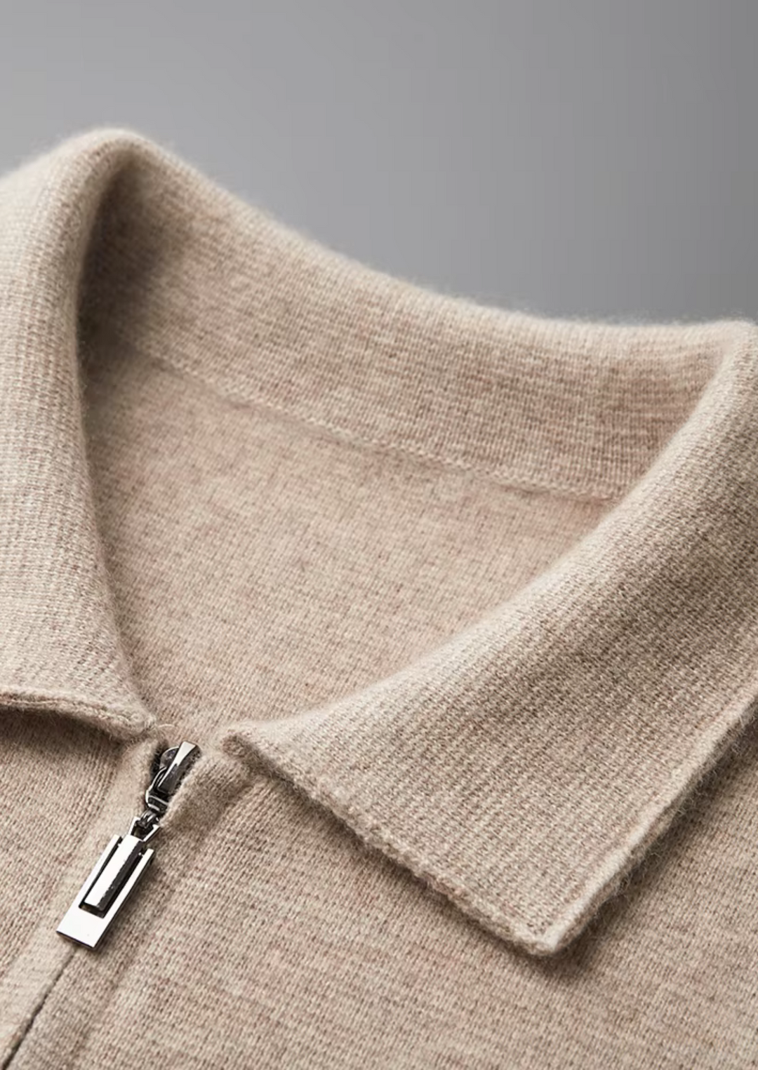 Classic black men's zip-up cardigan. Elevate business casual or smart casual men's fashion.