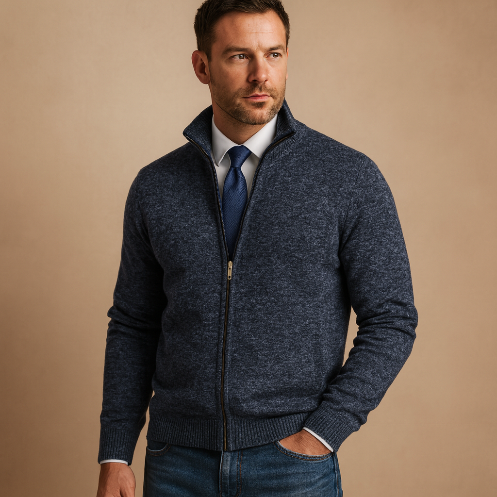 Stylish men's full-zip cardigan. Essential knitwear for everyday casual wear, offering comfort & easy layering.