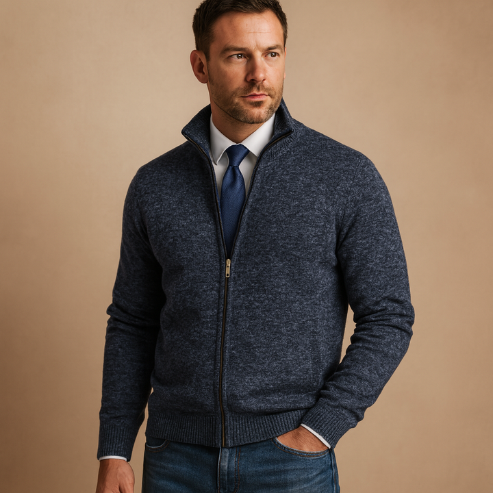 Stylish men's full-zip cardigan. Essential knitwear for everyday casual wear, offering comfort & easy layering.