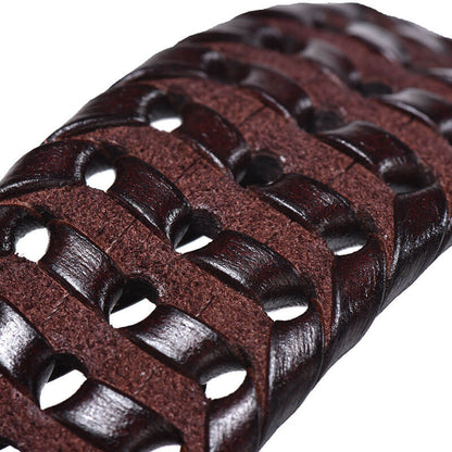 Versatile men's braided cowhide leather belt, a durable fashion accessory enhancing classic style.