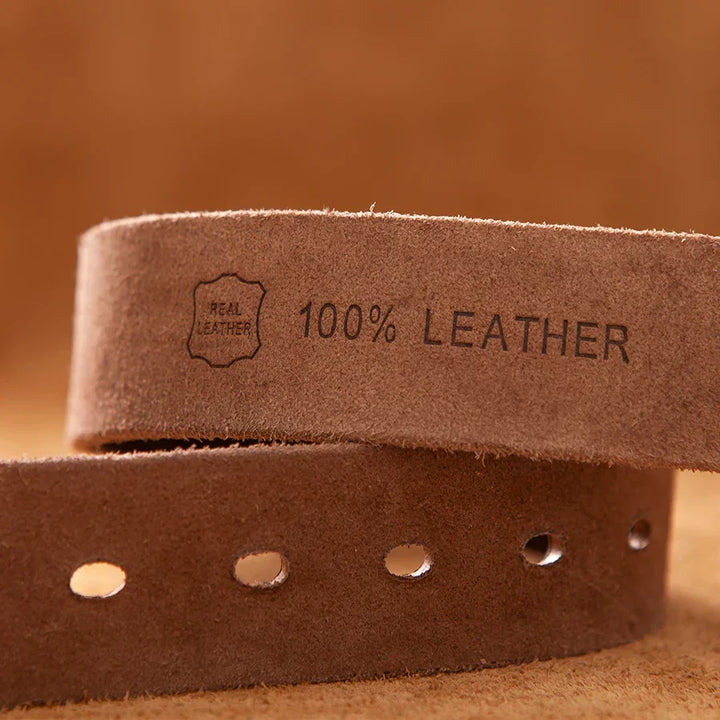 Durable men's genuine leather belt with a high-quality vintage buckle. A timeless and stylish accessory.