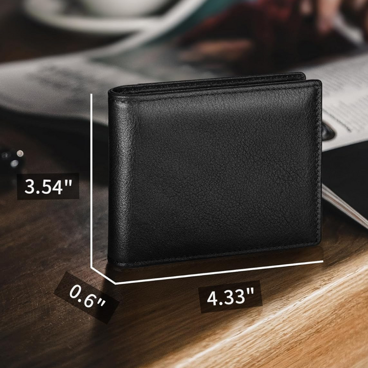 Sophisticated men's RFID blocking bifold wallet, crafted from genuine leather. Slim & secure.
