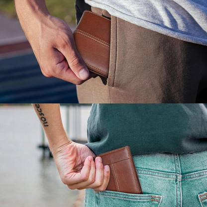 Ideal gift: Men's RFID-blocking genuine leather bifold wallet, sleek, practical, and secure.