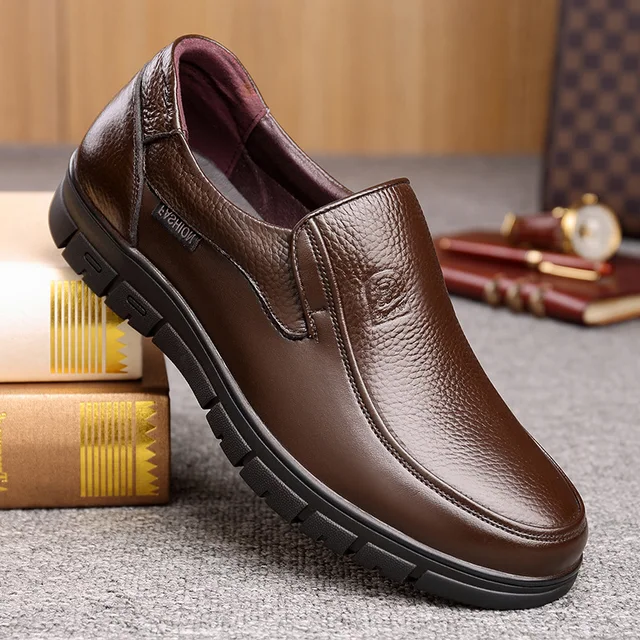 Handcrafted men's genuine leather casual shoes. Breathable loafers with a flat sole for everyday comfort.