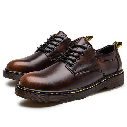 Low-cut genuine leather men's shoes in claret. Comfortable casual footwear, perfect for stylish outfits.