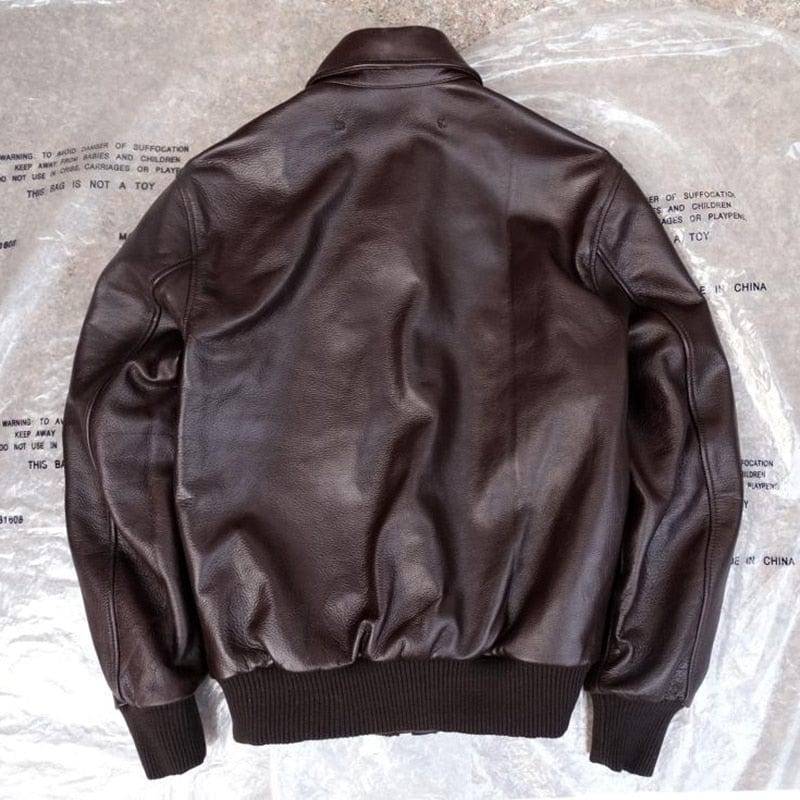 Fashionable men's winter jacket, genuine leather military style, perfect for cold weather