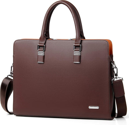 Durable genuine leather men's work bag, perfect for daily commute and business meetings.