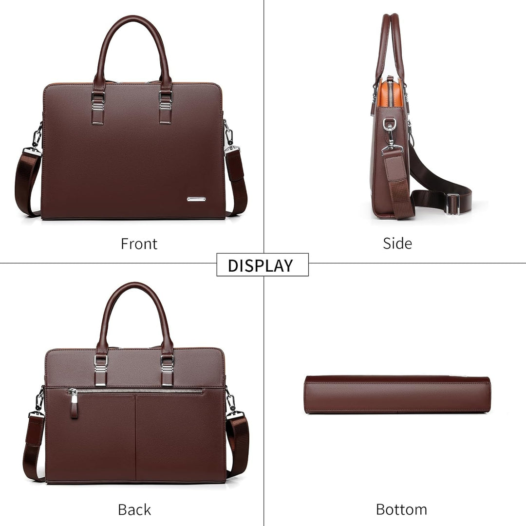 Sophisticated men's genuine leather multi-compartment bag for the modern professional.