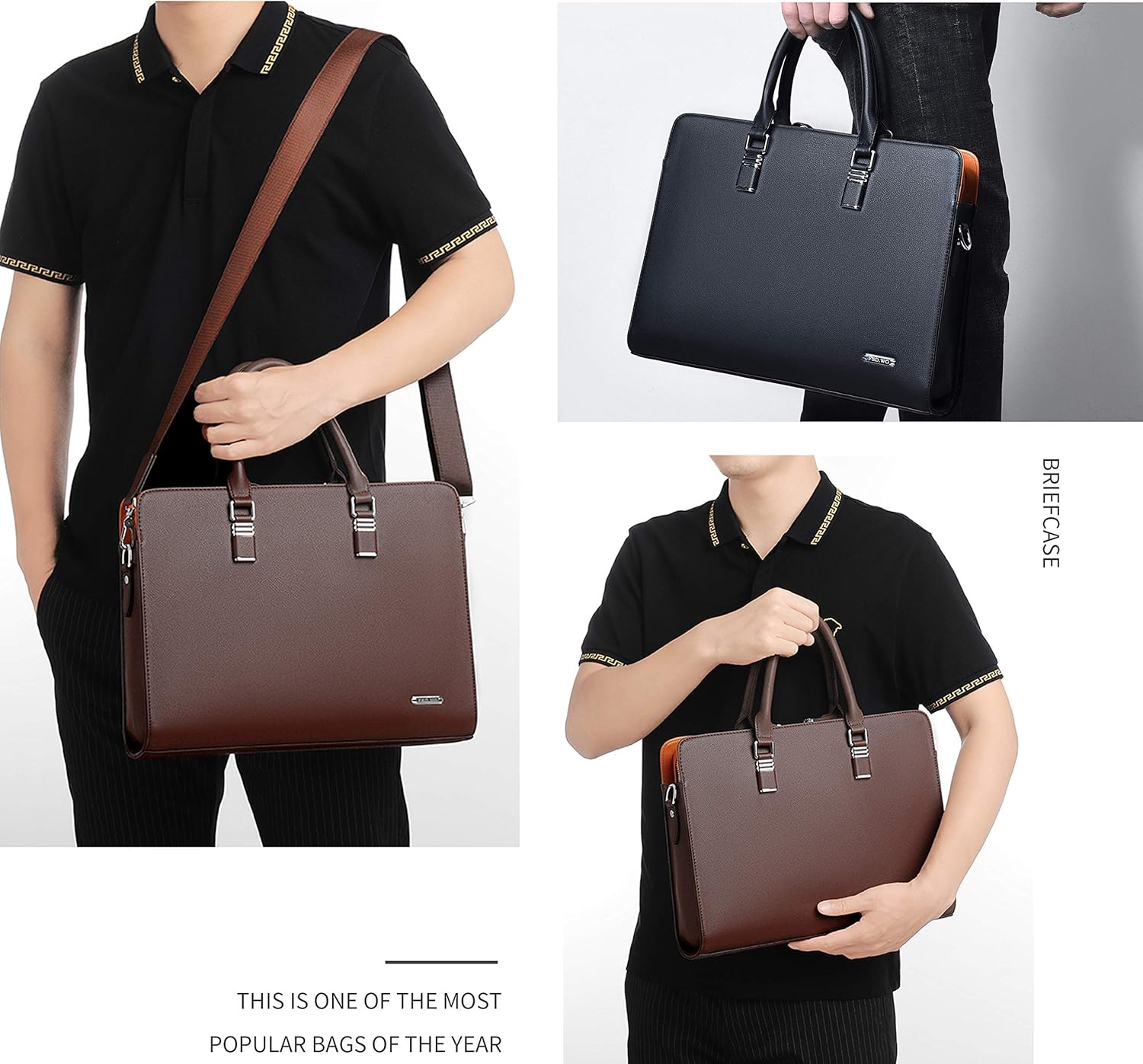 Men's genuine leather executive laptop briefcase, offering both style and functionality.