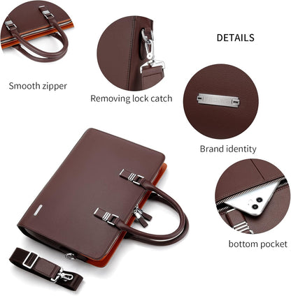 Professional genuine leather men's commuter bag, featuring smart multi-compartment design.