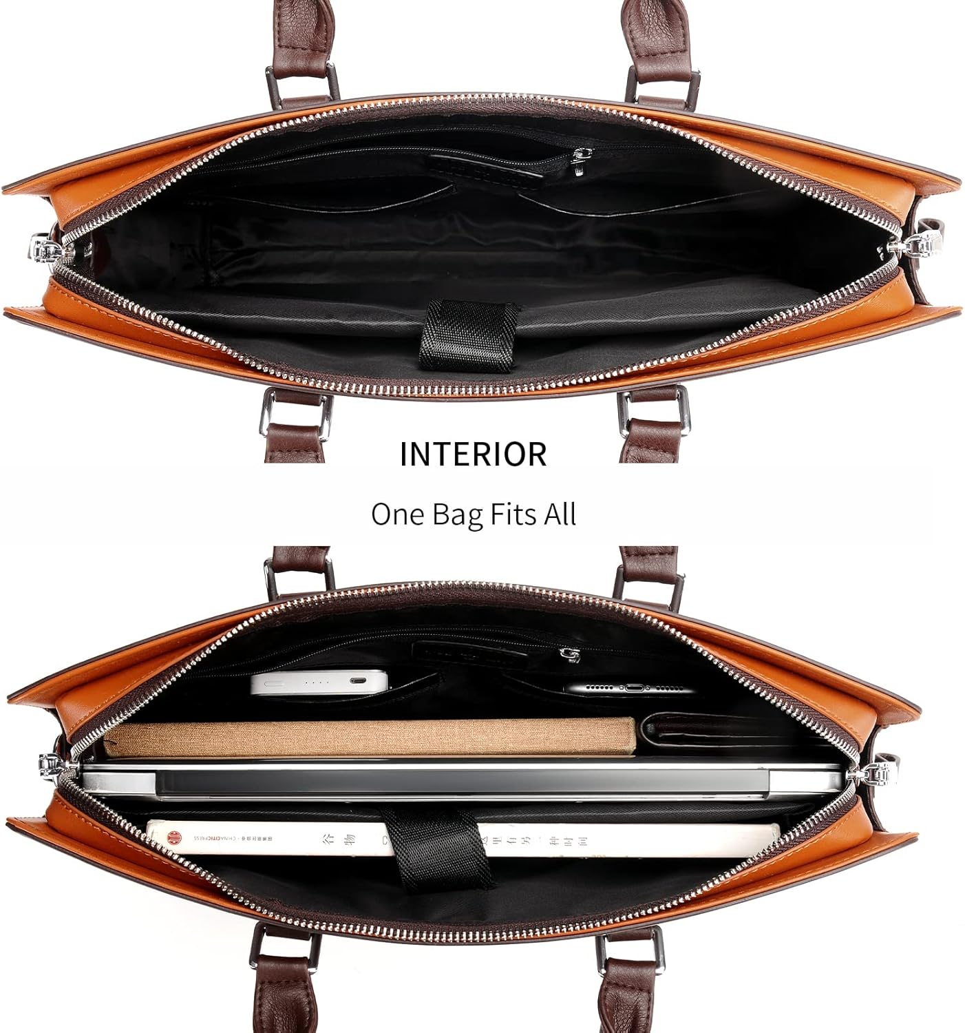 Robust men's genuine leather work briefcase, built to last with multiple sections.