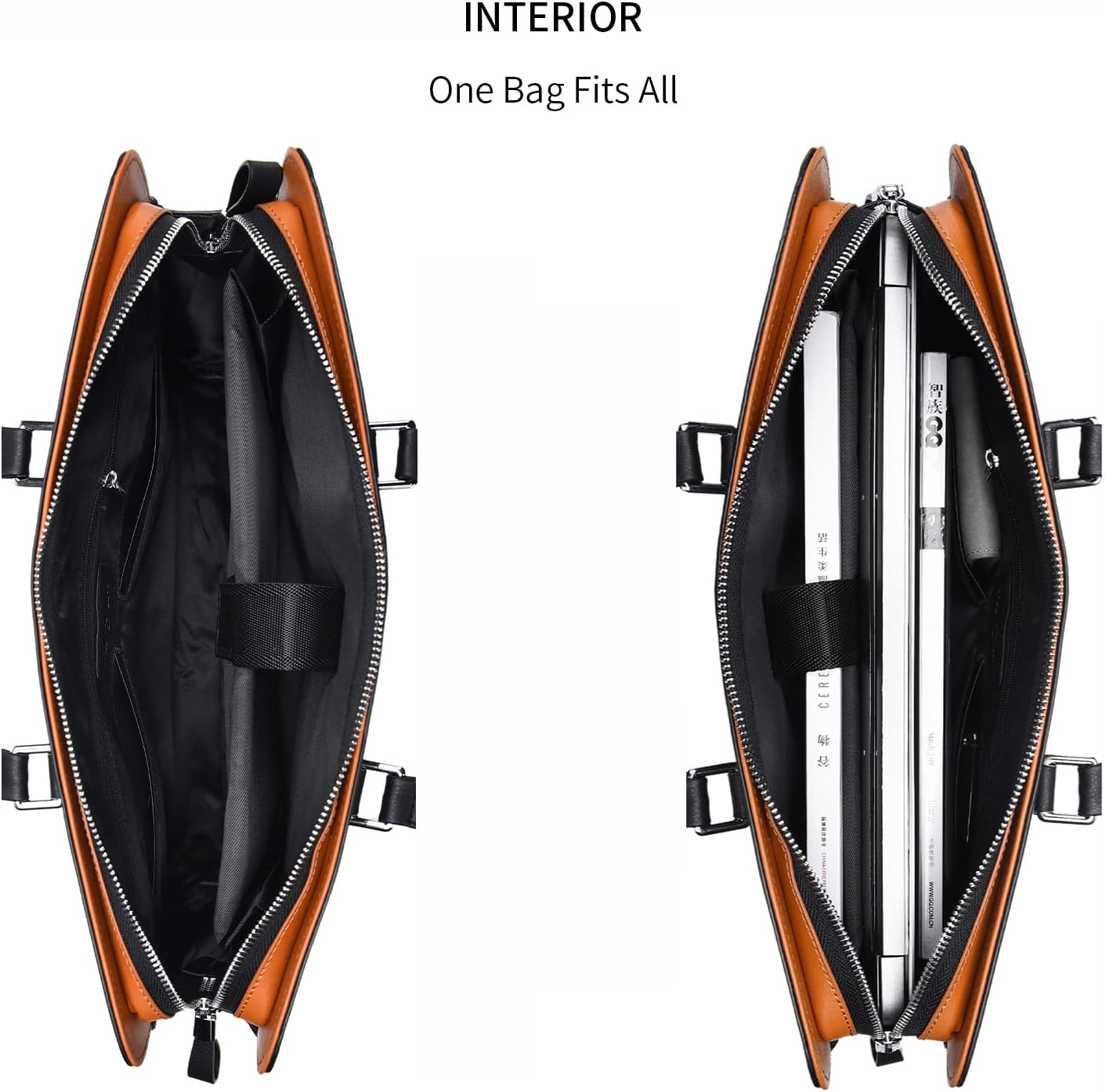Ergonomic genuine leather men's laptop bag for comfortable business travel.