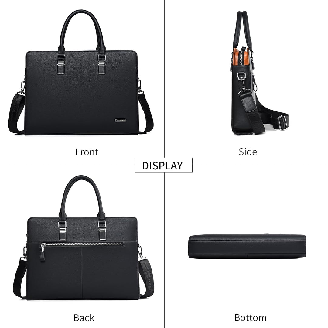 High-quality genuine leather men's business tote, featuring multiple organized sections.