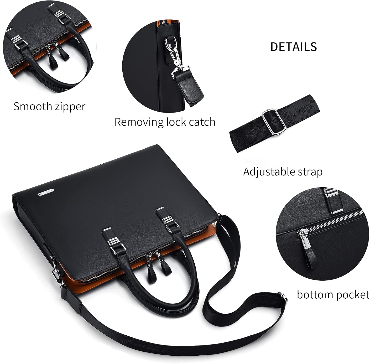Sleek men's genuine leather briefcase, designed for professional use and laptop storage.