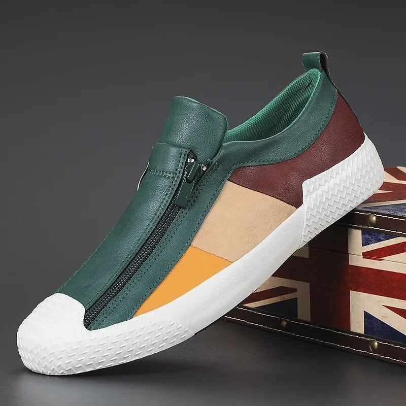 Stylish men's genuine leather slip-on sneakers offering ultimate comfort for casual fashion.