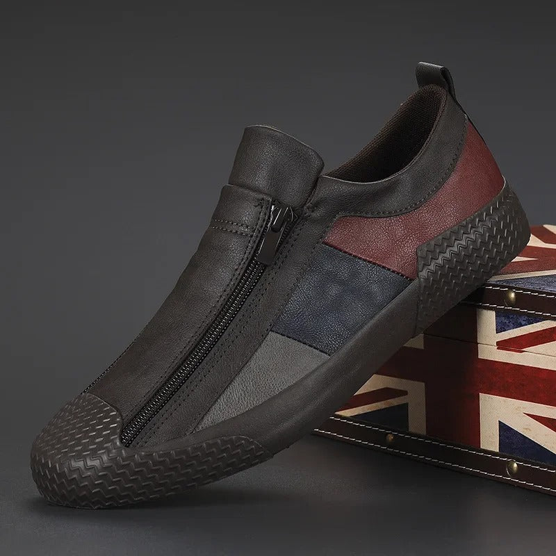 Comfortable men's genuine leather slip-on sneakers, perfect for a versatile casual everyday look.