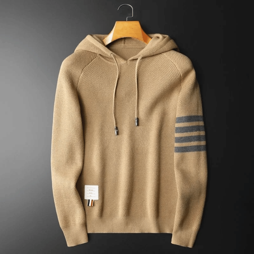Men's Gianni Elevated Stripe Hoodie, a stylish pullover top with stripe detail, perfect for fall/winter casual wear.