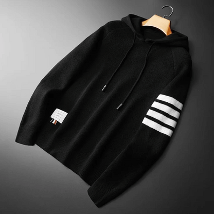 Versatile men's Gianni stripe hoodie, a comfortable long sleeve pullover suitable for casual and athletic styles.