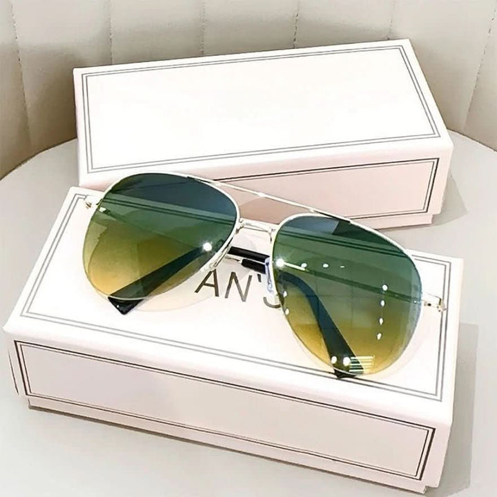 Men's stylish pilot sunglasses with gradient UV400 protection lenses, perfect outdoor fashion eyewear.