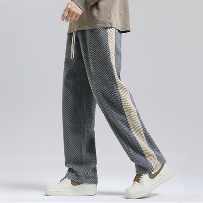 Men's gray waffle corduroy joggers for casual comfort and streetwear style.