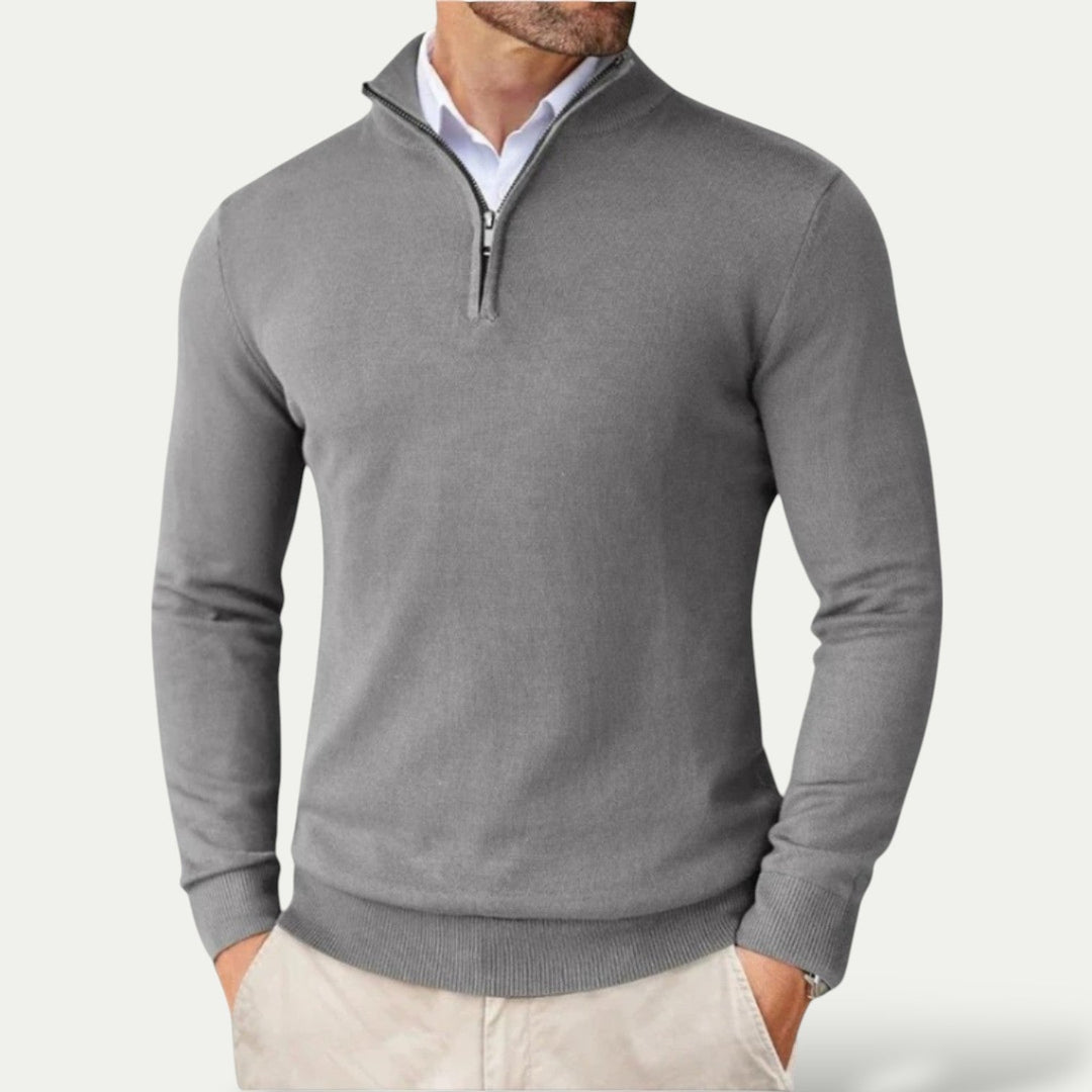 Modern men's half-zip top. Casual yet smart, this comfortable pullover is great for layering.