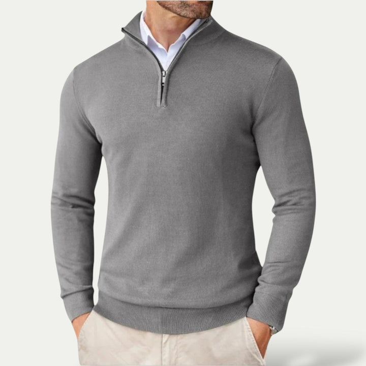 Modern men's half-zip top. Casual yet smart, this comfortable pullover is great for layering.