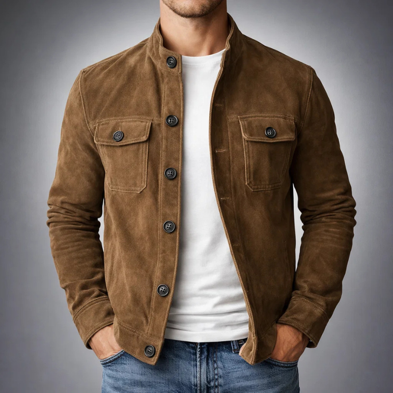 Premium men's long sleeve shirt jacket, a versatile button-up outerwear for casual & formal fashion.