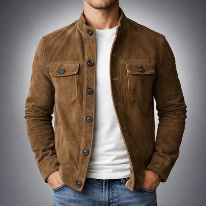 Premium men's long sleeve shirt jacket, a versatile button-up outerwear for casual & formal fashion.